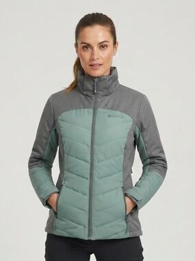 Mountain Warehouse Insulated Hybrid Puffer Jacket in Sage and Grey Size 8
